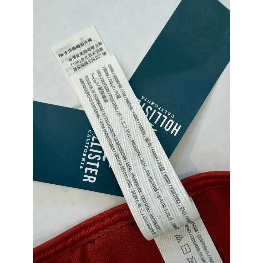 Hollister Women's Ribbed Cheeky Bikini Bottom Rust Size Small Swimwear Separates